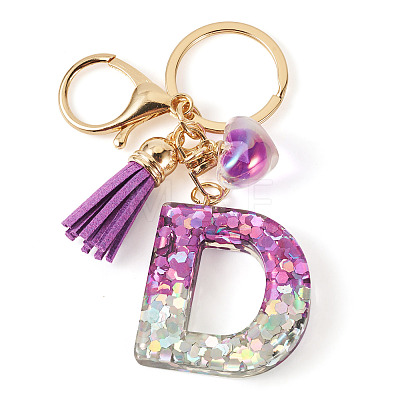 Alloy Resin Heart Keychains KEYC-TADJ0002-01G-D-1