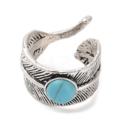 Synthetic Turquoise Cuff Rings RJEW-B107-07AS-1