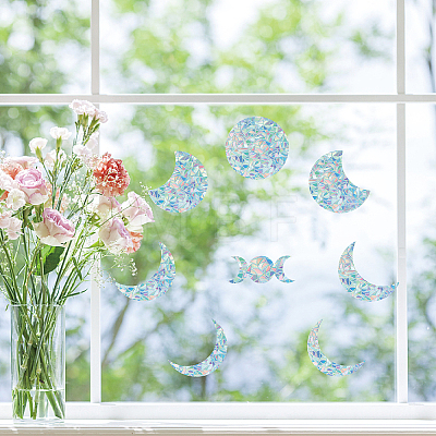 16 Sheets 8 Styles Waterproof PVC Colored Laser Stained Window Film Static Stickers DIY-WH0314-070-1