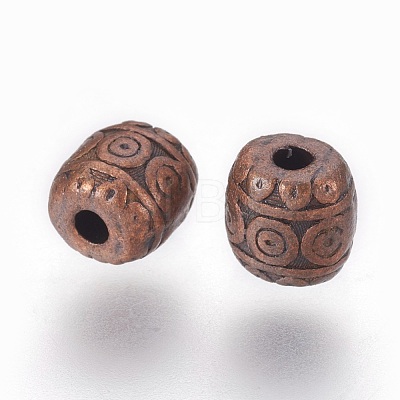 Tibetan Style Alloy Barrel Beads TIBEB-5178-R-NR-1