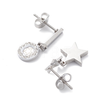 3 Pair 3 Style Rhinestones Star & Heart Asymmetrical Earrings EJEW-B020-21P-1