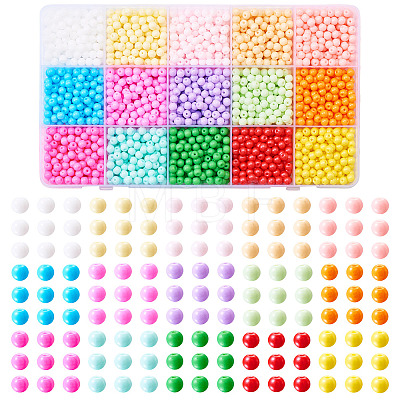 2400Pcs 15 Colors Opaque Baking Paint Glass Beads DGLA-TA0001-25-1