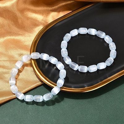 Dyed Natural Selenite Column Beaded Stretch Bracelets for Women BJEW-I312-05A-1