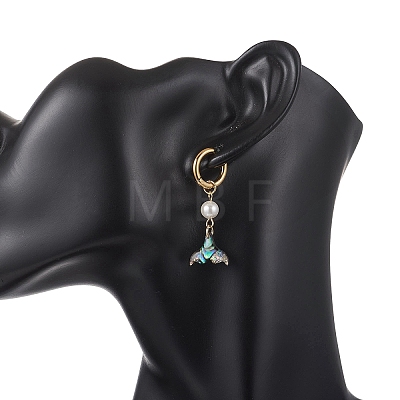 Paua Shell & 202 Stainless Steel Huggie Hoop Earrings EJEW-JE06964-01-1