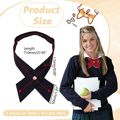 3Pcs 3 Colors Polyester Adjustable Women's Tie AJEW-HY0002-57-1
