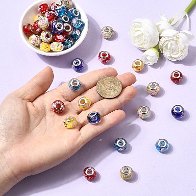 Rondelle Lampwork Large Hole European Beads LPDL-R003-02-1