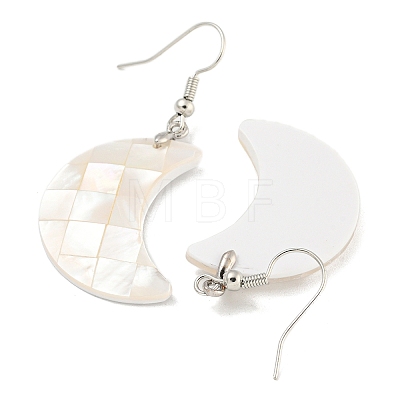 Rack Plating Brass Natural White Shell Dangle Earrings EJEW-N055-52D-1