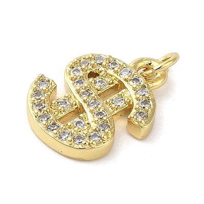 Rack Plating Brass Micro Pave Cubic Zirconia Charms KK-C052-32G-1