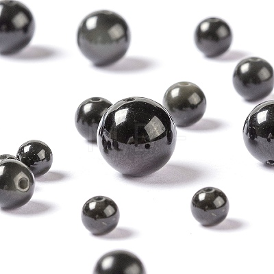 340Pcs 4 Sizes Natural Obsidian Beads G-LS0001-18-1