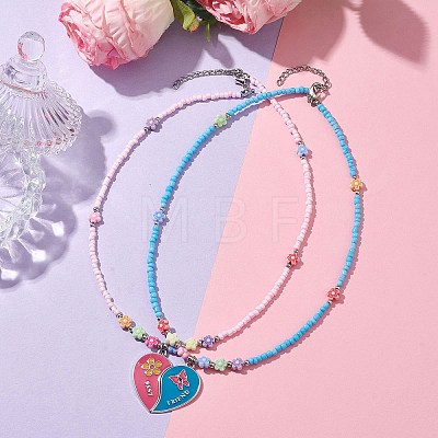 Alloy Enamel Split Pendant Necklaces NJEW-JN04719-1