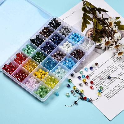 24 Colors Electroplate Glass Beads EGLA-X0006-04B-8mm-1