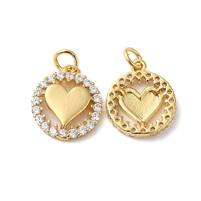 Rack Plating Brass Pave Cubic Zirconia Pendants KK-O142-32G-1