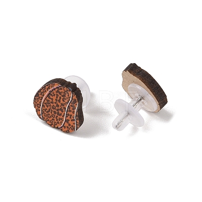 Wood Stud Steel Needle Earrings EJEW-U016-02P-02-1