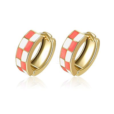 Tartan Design Alloy Enamel Hoop Earrings FS-WG3E240-08-1