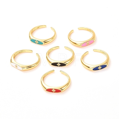 Horse Eye Golden Enamel Rings for Women KK-G404-16-1