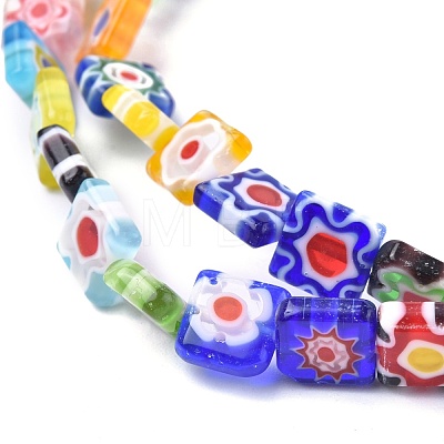 Square Handmade Millefiori Glass Beads X-LK-R004-52-1