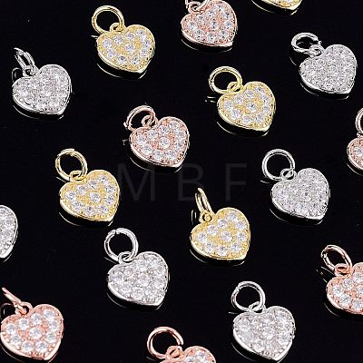  24Pcs 3 Colors Brass Micro Pave Clear Cubic Zirconia Charms KK-NB0001-41-1