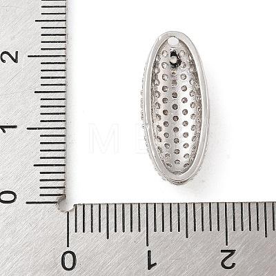 Rack Plating Brass Micro Pave Clear Cubic Zirconia Oval Connector Charms KK-A234-016P-1