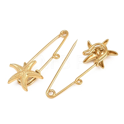 Starfish 304 Stainless Steel Safety Pins Brooch Findings SA-CBA098D-16C-G01-1