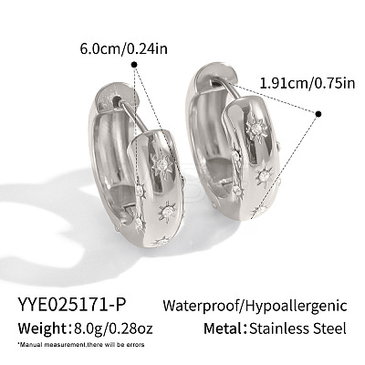 304 Stainless Steel Star Hoop Earrings EZ1230-2-1