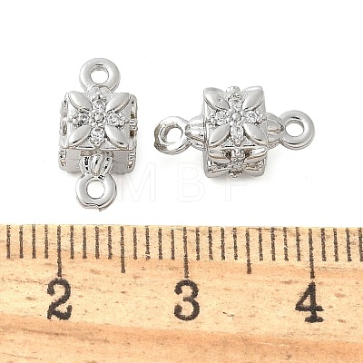 Brass Micro Pave Cubic Zirconia Connector Charms KK-U056-18P-1