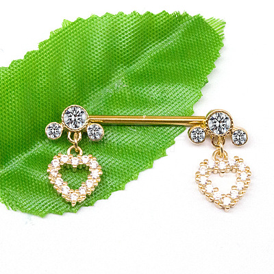 316L Surgical Stainless Steel Clear Cubic Zirconia Heart Nipple Nail Rings WG5DC82-01-1