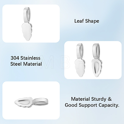 6Pcs 304 Stainless Steel Glue-on Flat Pad Pendant Bails STAS-BBC0010-77-1