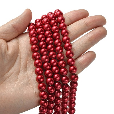 Eco-Friendly Glass Pearl Beads Strands HY-A008-8mm-RB084-1