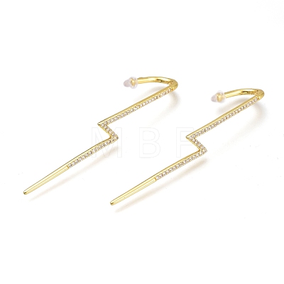 Brass Micro Pave Cubic Zirconia Ear Wrap Crawler Hook Earrings X-EJEW-O097-04G-01-1
