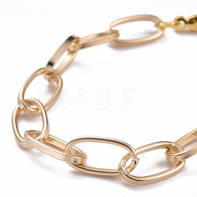 Unisex Aluminium Paperclip Chain Bracelets BJEW-JB05071-01-1