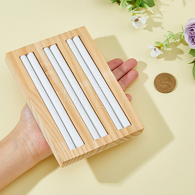 3-Slot Rectangle Bamboo Ring Display Tray Stands RDIS-WH0002-27A-1