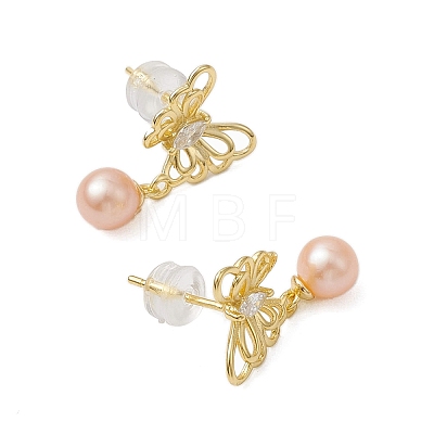 Natural Pearl Ear Studs EJEW-P286-49G-1