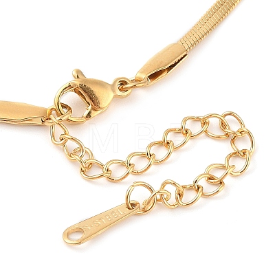 304 Stainless Steel Crystal Rhinestone Flat Snake Chain Bowknot Pendant Necklaces for Women NJEW-Z046-03G-1