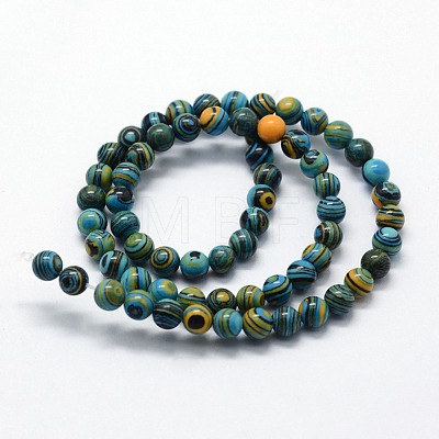 Synthetic Malachite Beads Strands G-I199-32-10mm-E-1