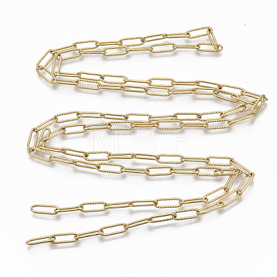 304 Stainless Steel Textured Paperclip Chains CHS-S006-JN954-2-1