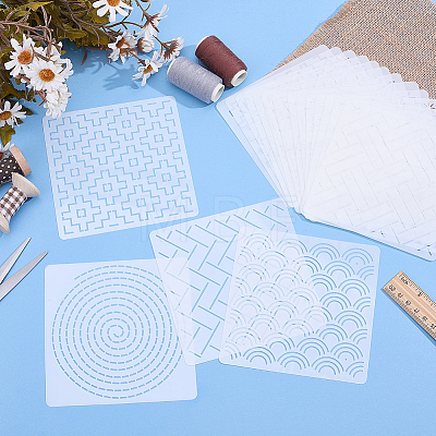 18Pcs PET Embroidery Template DIY-ME0003-65-1