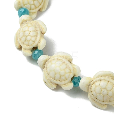 Synthetic Turquoise Beads Stretch Bracelets for Women BJEW-JB13598-02-1