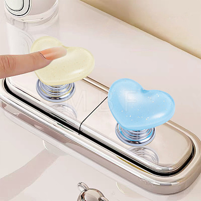 5Pcs 5 Colors Plastic Heart Shaped Toilet Tank Button AJEW-TA0003-58-1