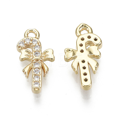 Brass Micro Pave Clear Cubic Zirconia Charms KK-S348-525-NF-1