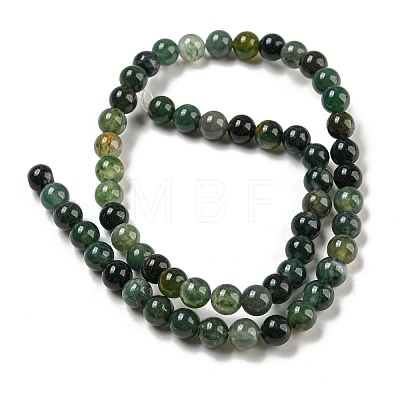 Natural Moss Agate Round Beads Strands G-S151-6mm-1