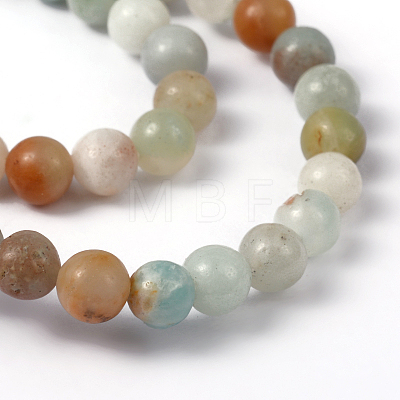Natural Flower Amazonite Round Bead Strands X-G-D608-8mm-1