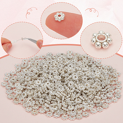 600Pcs Alloy Daisy Spacer Beads FIND-SP0002-12B-S-1