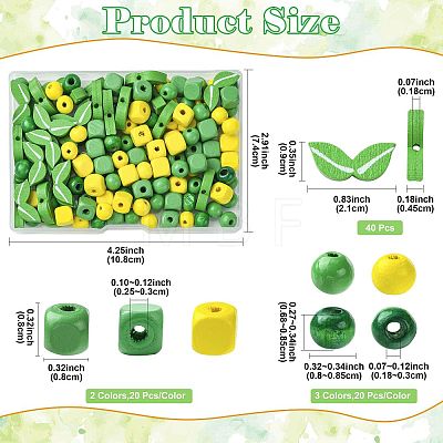 140Pcs 6 Styles Spray Painted Wooden Beads WOOD-FS0002-54-1