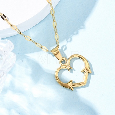 201 Stainless Steel Pendant Necklace for Women NJEW-F335-02G-05-1