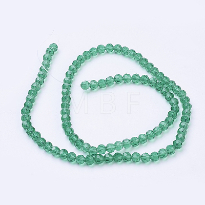 Faceted(32 Facets) Round Glass Beads Strands X-EGLA-J042-4mm-13-1