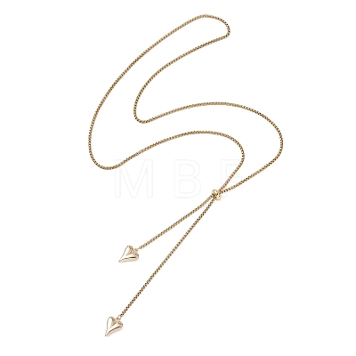 Adjustable Alloy Heart Pendant 304 Stainless Steel Box Chain Lariat Necklaces for Women NJEW-JN05902-01-1