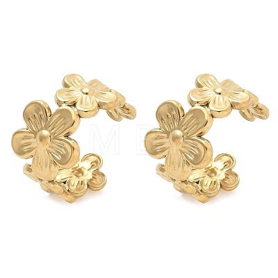 Ion Plating(IP) 304 Stainless Steel Flower Cuff Earrings for Women EJEW-A118-03G-1