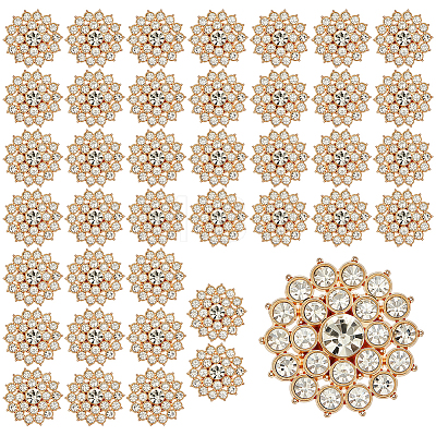 40Pcs Alloy Rhinestone Shank Buttons BUTT-ME0001-28LG-1
