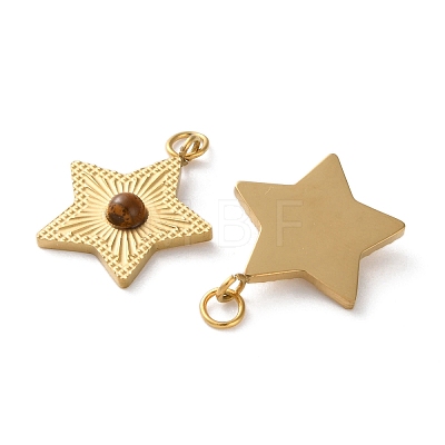 Natural Tiger Eye Star Pendants STAS-Q333-01G-01-1