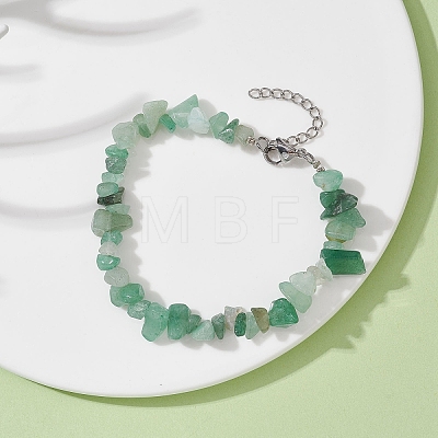 Natural Green Aventurine Chips Beaded Bracelet BJEW-JB09686-05-1